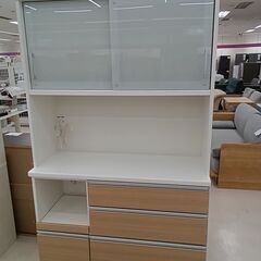★ジモティ割あり★ 松田家具 食器棚 ベージュ×ホワイト W11...