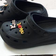 中古 軽量 厚底 小学生ギャル クロックス 軽量サンダル 22cm 海 キャンプの画像