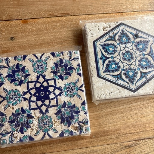 トルコタイルセットキリムスタイル手描きDIY コースター 石土