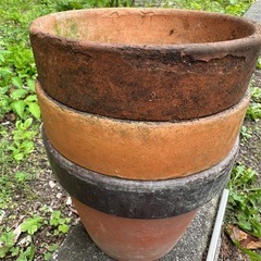 古い植木鉢3個