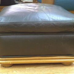 オットマン スツール 高32㎝ レザー ブラック 正方形 イス 椅子 いす 西岡店の画像