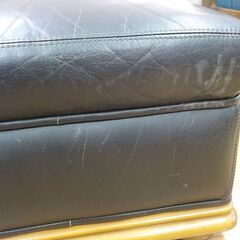 オットマン スツール 高32㎝ レザー ブラック 正方形 イス 椅子 いす 西岡店の画像