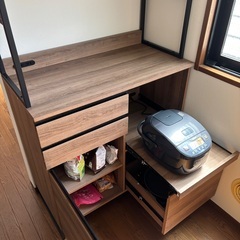 ワイエムワールド キッチン収納キャビネット ベティ ウォールナットの画像