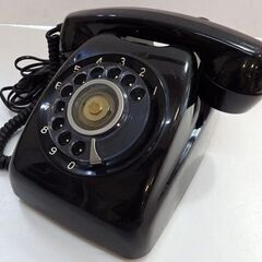新札幌  動作品 ダイヤル式電話機 600-A2 黒電話 黒 昭...