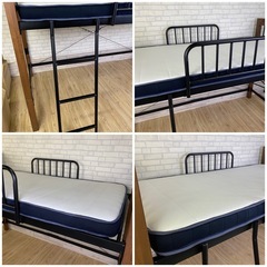 ロフトベッド シングルサイズ アイアンベッド スチール×天然木 ミドル