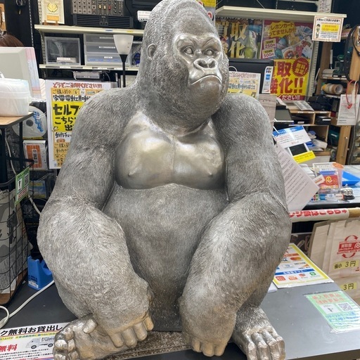 6/14?値下げしました！?シルバー?コングL ゴリラ ゴリ 動物 オブジェ