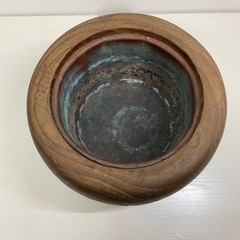 火鉢 木製 くり抜き 丸型 アンティーク