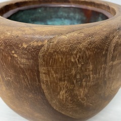 ●■★木製丸火鉢/桐くり抜き火鉢・木製　銅・茶道具/古道具/昭和レトロ/アンティークの画像