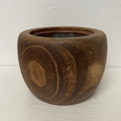 ●■★木製丸火鉢/桐くり抜き火鉢・木製　銅・茶道具/古道具/昭和...
