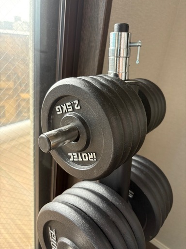 ダンベルプレート(計75kg)＋ダンベルラック＋EZバー＋シャフト2