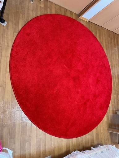 美品】IKEA STOENSE 円形ラグ（赤・195cm）ほぼ新品✨定価19,990
