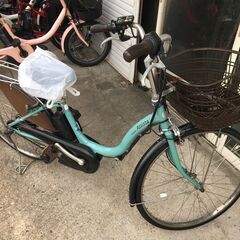 地域限定送料無料　ブリヂストン　アシスタ　新基準　子供乗せ　8,7AH　緑系　ナチュラ　ビビ　神戸市　電動自転車　の画像