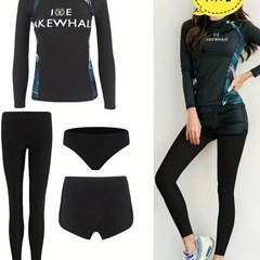 新品　水着　4点セット　ラッシュガード　パンツ　XXL　黒　長袖...