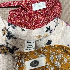 キッズ服 花柄 トップス 3点セット　80cmの画像