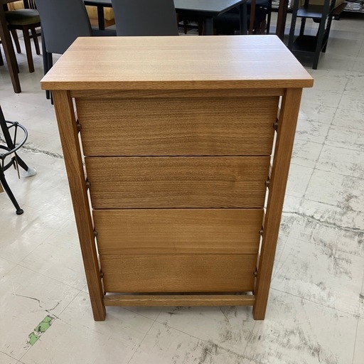 中古　天然木タモ材　4段チェスト　ランドリー棚　収納庫　日本製　公田店
