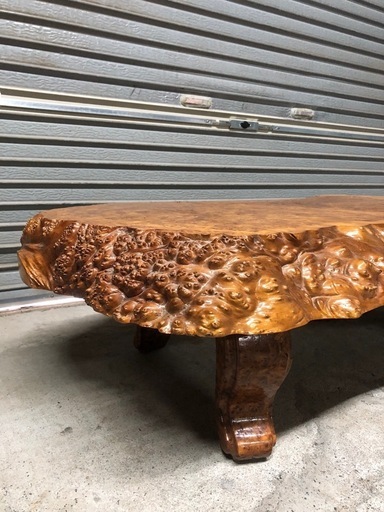 北海道旭川市直接取引歓迎 花梨 カリン こぶテーブル 一枚板 座卓