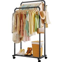 【新品未開封】ハンガーラック  スリムな衣類ラック メッシュ棚、...