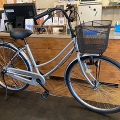 【前後タイヤ新品！】シングルギア　26インチ自転車　シルバー