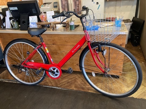 【前輪タイヤ・前輪チューブ新品！】ダイナモライト　6段変速　27インチ自転車　レッド