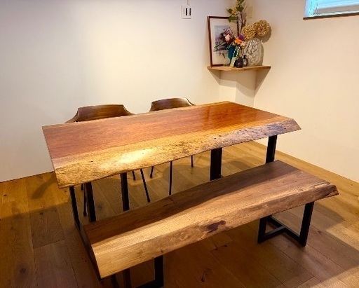ブビンガ 杢 一枚板 1830×350-360×50 22066 | 千年家具 - 一枚板