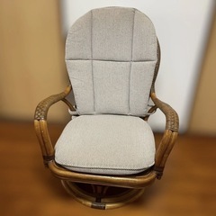 【美品】Kazama 　籐　椅子　ラタンチェア　クッション付き　...