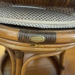 美品】Kazama 籐椅子ラタンチェアクッション付き回転式