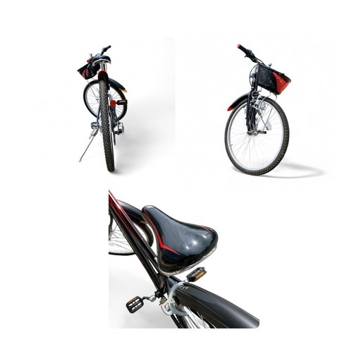 男子子供用自転車 クロスバイク26インチ EIGHT SPIRIT 黒 6段変速ギア