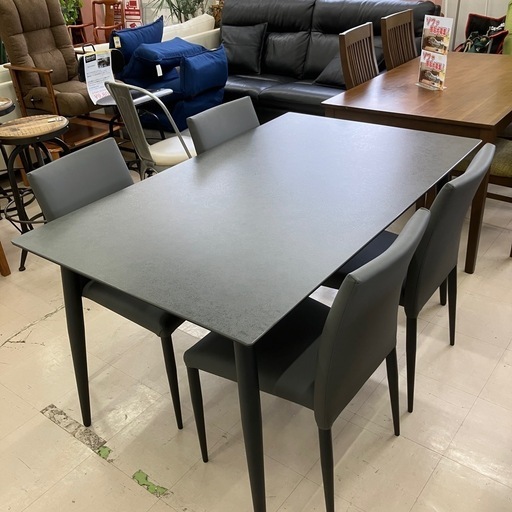 ほぼ未使用　セラミック製ダイニング5点セット　140cm 公田店