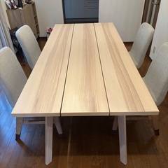 IKEA YPPERLIG テーブル + ニトリ ダイニングチェ...