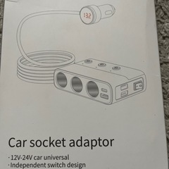 新品 7-in-1 車載充電器アダプター、12V/24V 用の 3 つの電源ソケット、Type-C と QC3.0、2 つの USB 充電ポート (100.58 cm ケーブル)、独立スイッチ、LED 電圧表示、DC ソケット。の画像