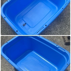 (お取引中)角タブ80（約75L）2個セット｜メダカ飼育・ビオトープに◎ オーバーフロー付き【簾2本おまけ】の画像