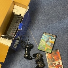 プレステ2本体・コントローラー(ゲーム2種と太鼓の達人おまけ)の画像