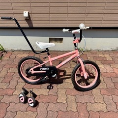 子供用16インテ自転車 補助輪、スタンド、補助ポール付き