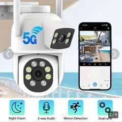 未使用デュアルレンズセキュリティカメラ4MP、IP65防水双方向...