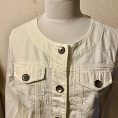 「肩ラク！やわらか素材◎OPAQUE.CLIP ホワイトデニムジャケット」の画像