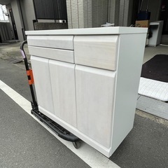 f●■パソコンデスクキャビネット/デスク/ 棚/ラック ・木製/桐・PC台/PCデスク/机・幅90　の画像