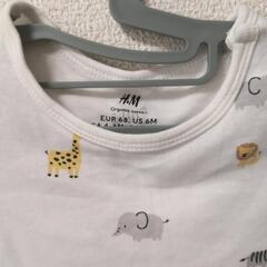 H&M オーガニックコットンロンパース☆動物アニマル柄☆4-6M サイズ68の画像