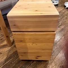 ■配送可！無印良品 MUJI パイン材デスク デスクワゴン付き 学習机 ワークデスク 無垢材の画像