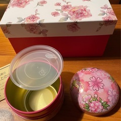 【新品未使用】セラミック藍 湯呑み&お茶缶セット　薔薇 の画像