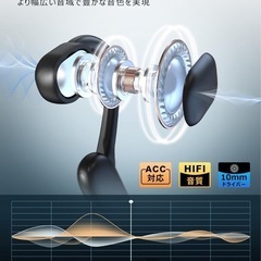 【新品未使用】① 骨伝導イヤホン bluetooth こつでんどう イヤホン bluetooth ワイヤレスイヤホン 骨伝導 ランニング ブルートゥース オープンイヤーヘッドホン ながら聴き 耳を塞がない 物理ボタン Type-C急速充電 スポーツ/デスクワーク/アウトドア（ブラック）の画像
