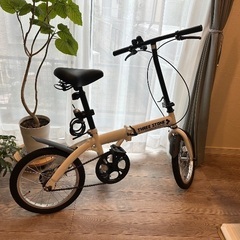 【美品・鍵&ケース付】 折りたたみ自転車 ホワイト 町田市引き取り限定