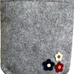 フェルト グレー トートバッグ 花モチーフ