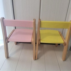 大和屋 ヤマトヤ yamatoya ノスタ リトルチェア イエローとピンク 2脚セットの画像