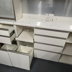 パモウナ 食器棚 カップボード キッチンカウンター ホワイト 幅180の画像