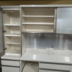 パモウナ 食器棚 カップボード キッチンカウンター ホワイト 幅180の画像