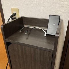 【5/27午前まで】扉付きスリム収納棚 ブラウン　FAX台　電話台　ルーター収納 の画像