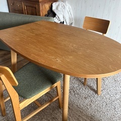 Francfranc フランフラン ダイニングテーブル 椅子二脚セット 薄グリーン