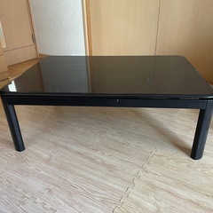 センターテーブル　105cm×75cm　黒光沢木目調と白艶消木目...