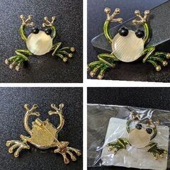 エナメルかえるブローチ/ピン（新品）の画像
