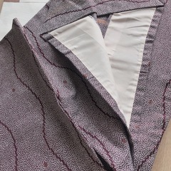 着物　帯セット　紫色と白　金糸の小紋の画像